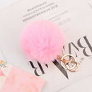 Fluffy Fur Pom Keychain Soft Plush Faux Rabbit Fur Ball Bag Pendant (Pink)