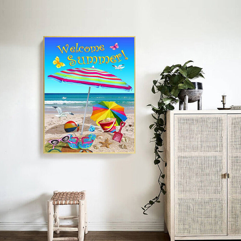 Welcome Summer Oil Paint By Numbers Kits DIY Handpainted on Canvas Wall Art Gift