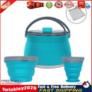 3pcs Silicone Folding Kettle Cup Set Portable Collapsible Tableware (Blue) Newly
