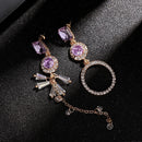Women Purple Crystal Dangle Earrings Ear Stud Drops Earrings Rhinestone