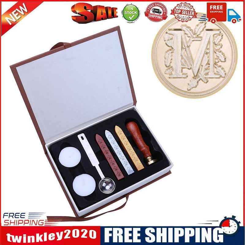Ancient English Alphabet Letter Metal Seal Wax Stamps Sticks Candles Set (M