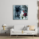 5D DIY Wolf Rose Full Round Diamond Painting Mosaic Picture Wall Rhinestone Kit
