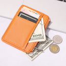 Women Men Retro Leather Coin Purse Zipper Litchi Pattern Card Case (Orange)