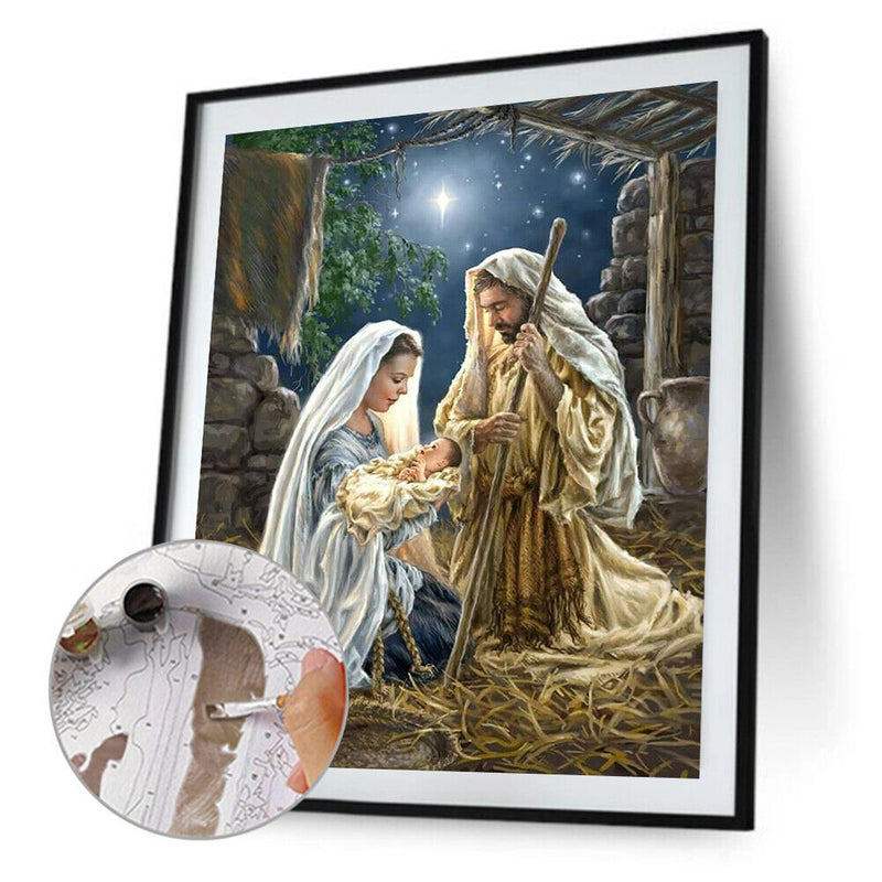 DIY Paint By Number Kit Frameless Religious Jesus Handpainted Canvas Art Decor