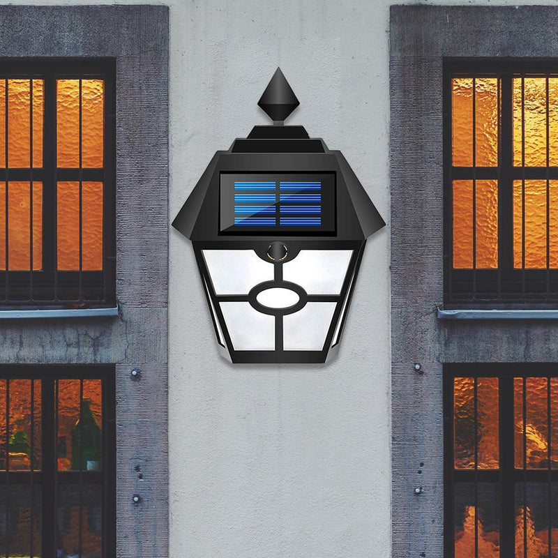 Retro Hex Solar LED Lawn Lamp Waterproof Dynamic Flames Courtyard Garden Light