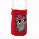 Round Messenger Strap Water Bottle Insulated Protective Bag (Red Owl)