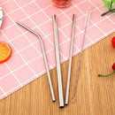3/5pcs Reusable Metal Bent Straight Drink Straw Clean Brush Pouch Tool (A) Newly