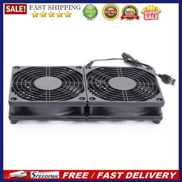 USB Wireless Router Set-Top Box Cooling Fan Quiet Heat Dissipation Dual Radiator