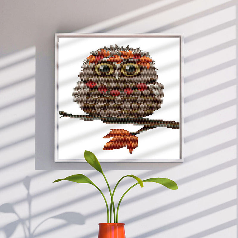 Owl Pattern Partial Cross Stitch 14CT DIY Printed Embroidery Packs Home Decor