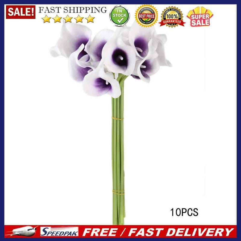10pcs Calla Bridal Wedding Bouquet  Latex Real Feeling Flower Purple