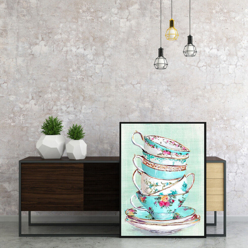 Tea Cup Drawing Frameless DIY Oil Paint by Numbers Canvas Home Decoration