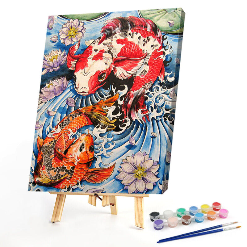 Carp Oil Paint By Numbers Kit DIY Acrylic Painting on Canvas Frameless Drawin