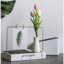 Decor Wrought Iron Living Room Postcard Display Photo Frame Ceramic Vase 2 in 1