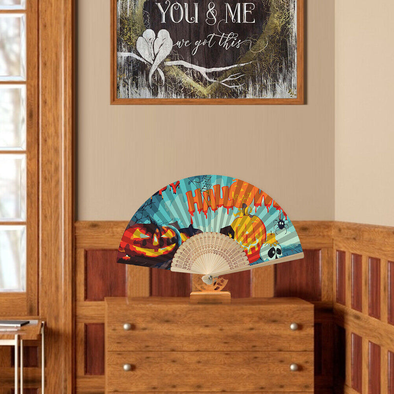Halloween Pumpkin Fan Oil Paint By Numbers Craft Frameless Handheld Home Deco