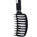 Portable Curved Ribs Scalp Massage Comb Fluffy Styling Brush (A Black) Newly