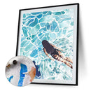 Handmade Painting By Numbers Art Swimming Woman DIY Digital Painting On Canva
