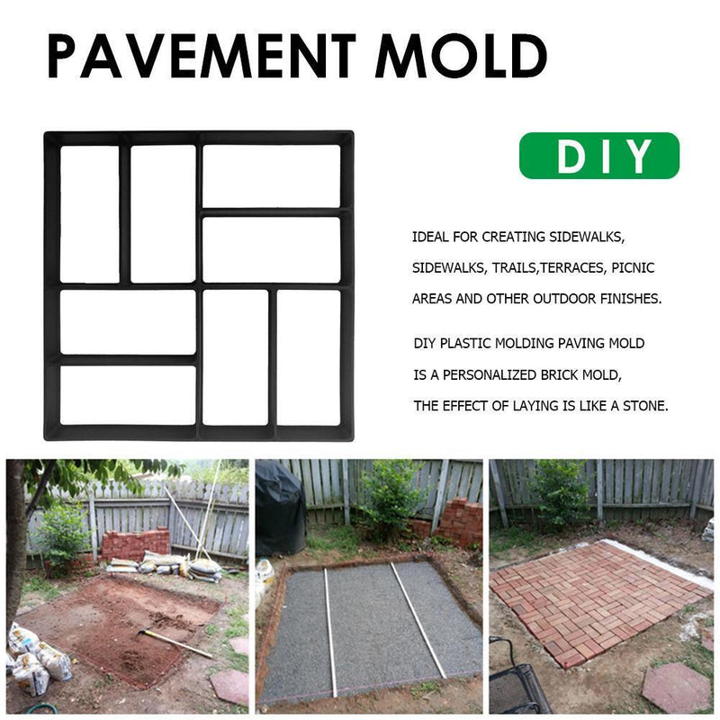 Garden Walk Pavement Mold DIY Manually Paving Brick Concrete Molds (Square)