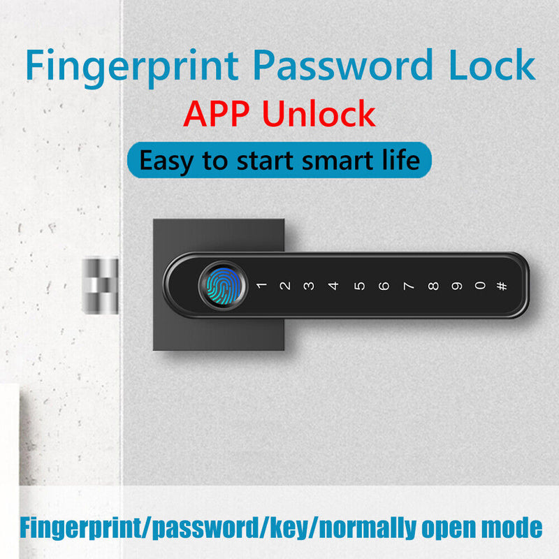 Smart Biometric Fingerprint Password TTLock APP Lever Handle Lock (Black) Newly