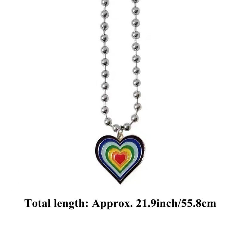 Women Hip Hop Chain Clavicle Chain Heart Shape Necklace Round Bead Necklace
