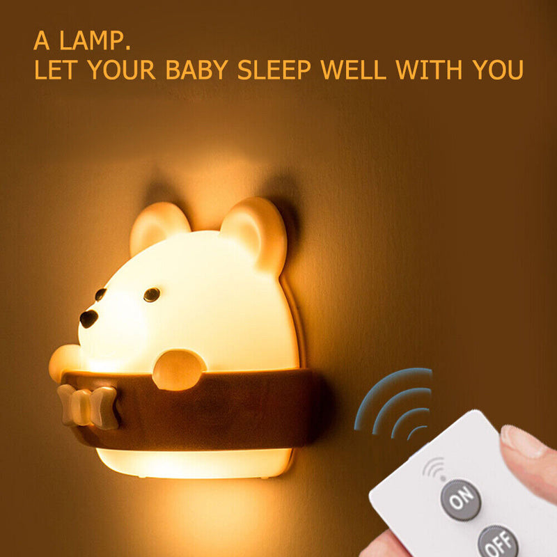 Bear Shape Hallway Wall Lamp Bedside Night Light with Remote Control (A)