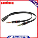 Asiprop Headphone Splitter Audio Cable 3.5mm Female to 2 Male Adapters Aux-D