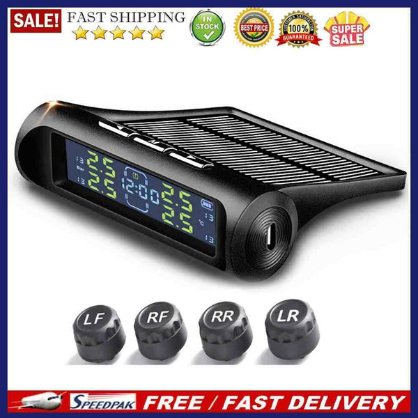 AN-01D 2 in 1 Car Solar TPMS Clock LCD Tyre Pressure Monitoring Alarm System