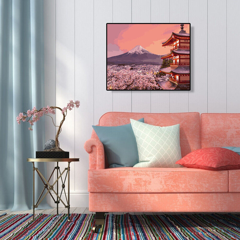 DIY Digital Oil Painting By Numbers Flower Tower Canvas Drawing Picture 40x50