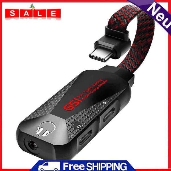 GS1 3"" 1 Type-C to 3.5mm Audio Cable Fast Charge Phone Game Sound Card Adapter
