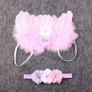 Baby Girl Feather Angel Wing Lace Flower Hairband Newborn Photo Prop (Pink1