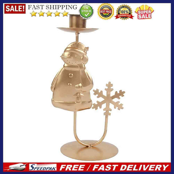 Snowman Santa Candle Holder Metal Lighting Candlestick Christmas Party Decor