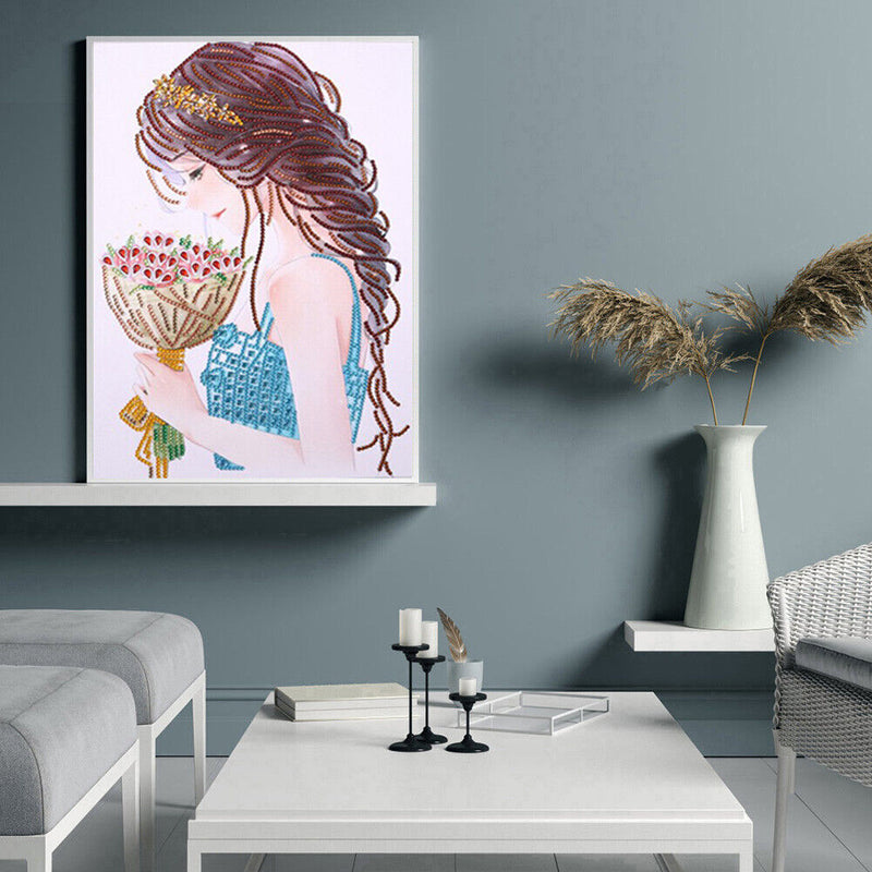 Special-shaped Diamond Painting Flower Girl DIY Mosaic Kit for Bead Art