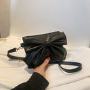Retro Women PU Bowknot Shoulder Messenger Bag Casual Small Handbag (Black)