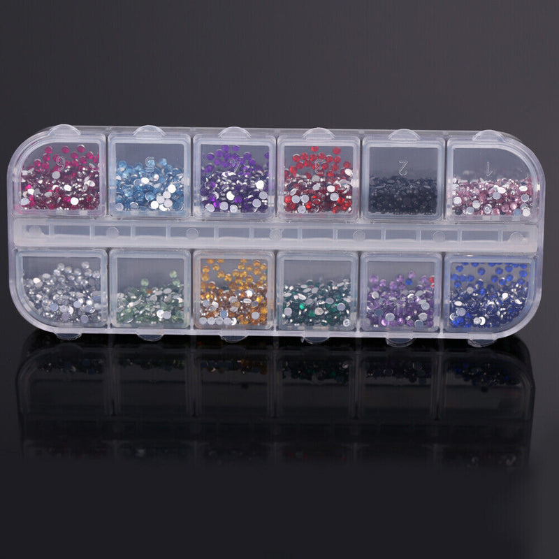 3600pcs Nail Art Rhinestones Decoration 1.5mm Round Glitters With Hard Case