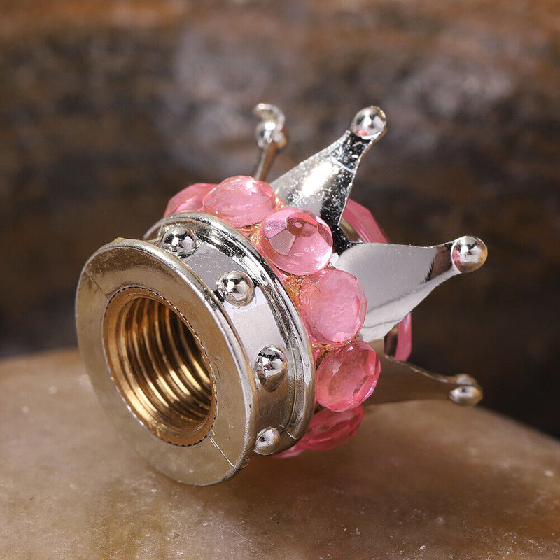 4pcs Car Rhinestone Crown Wheel Tire Valve Caps Auto Dust Air Cover (Pink) Newly