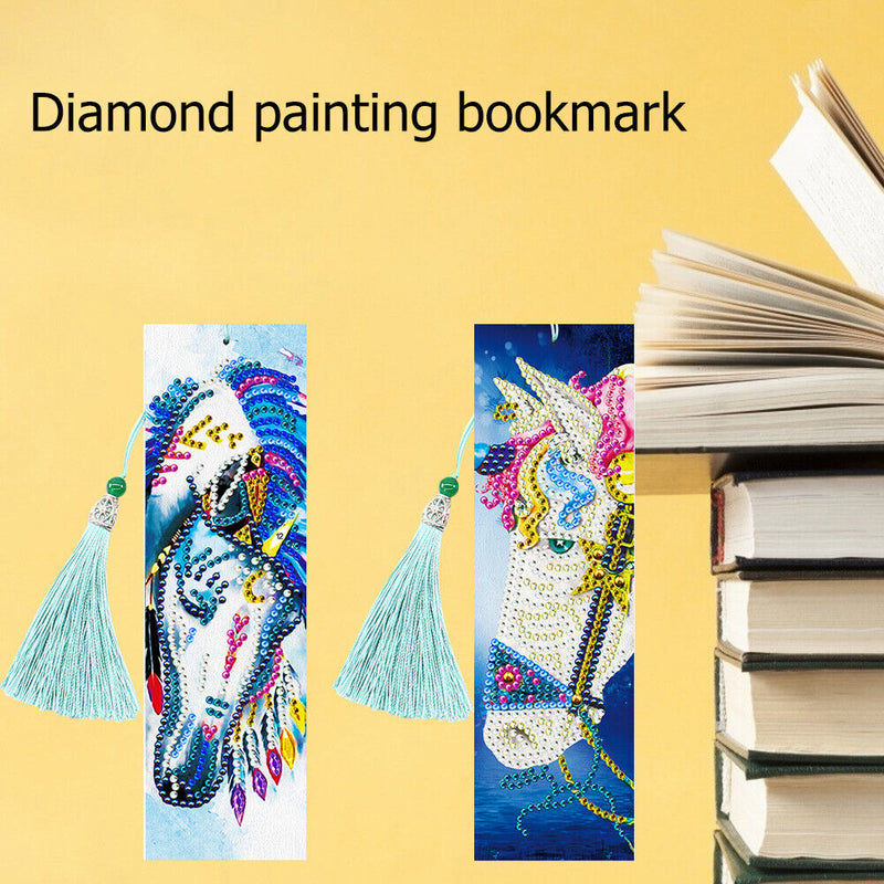 2pcs 5D Special Shaped Diamond Painting Bookmark Tassel Book Marks DIY Craft