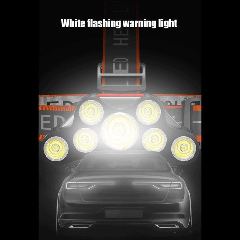 7LED Flashlight USB Rechargeable 4 Modes Outdoor Camping Cycling Head Light