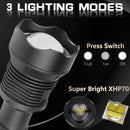Strongest Rechargeable LED Flashlight Torch Lumens Long Lasting.