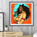 DIY Diamond Painting Cute Hairstyle Girl Full Round Rhinestone Art Picture