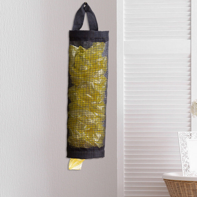 Reusable Grocery Bag Holder Nylon Hanging Trash Bags Store Organizer (C) Newly