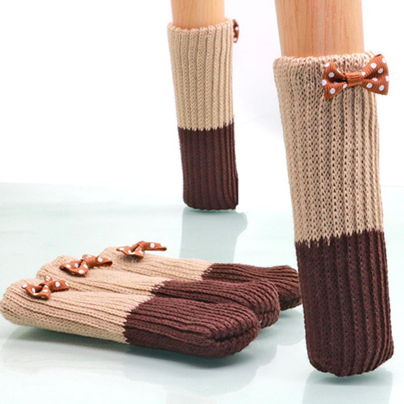 40pcs Cute Table Chair Leg Cover Foot Sock Floor Protectors (Beige+Brown)