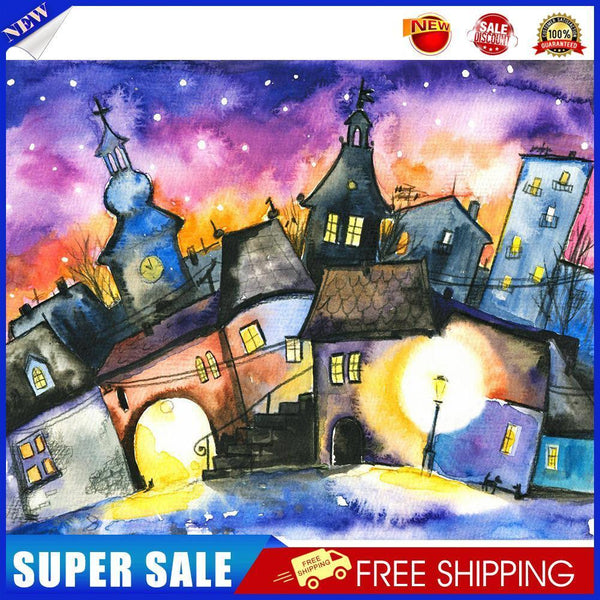 Village Night Drawing Frameless DIY Oil Paint by Number Canvas Decor (X954)
