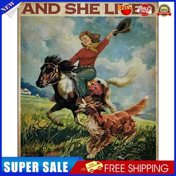 #A Retro Riding Girl Poster Oil Paint By Numbers DIY Frameless Drawing Picture