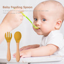 Baby Wooden Silicone Feeding Spoon Toddlers BPA-free Tableware (17) Newly