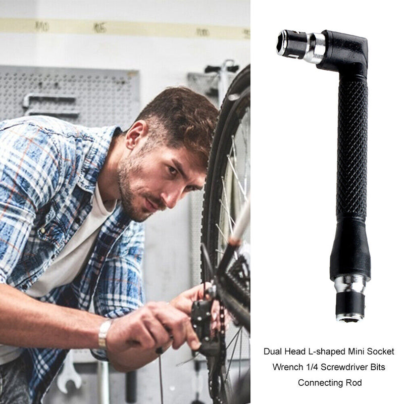 L-Shaped Double Head 1/4-Inch Socket Wrench Clamp Screwdriver Home Hand Tools