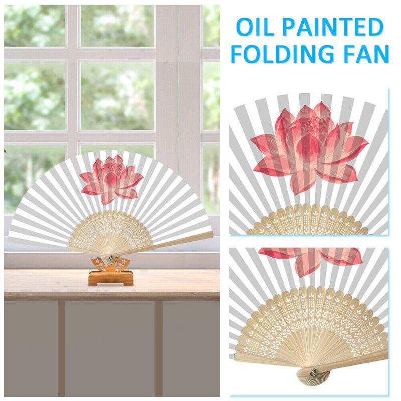 lotus Painting By Numbers Folding Fans Craft DIY Digital Painting On Canvas