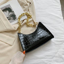 Women Alligator Pattern PU Solid Color Thick Chain Shoulder Underarm Hobos Bag
