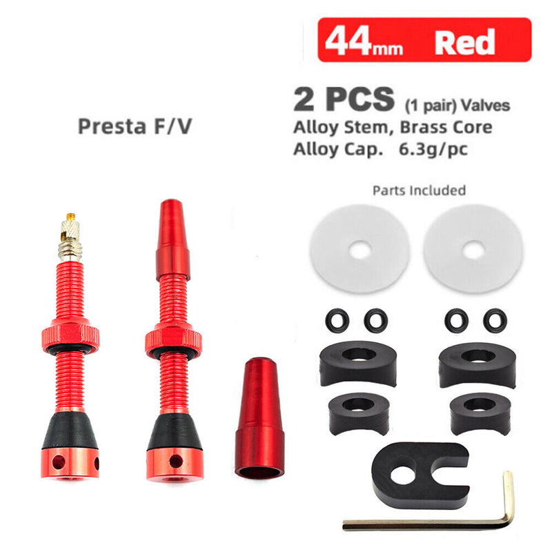 2pcs Bike Tubeless Rim Presta Valves 44/60mm Nipple CNC Machined Anodized Too