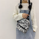 Preppy Style Canvas Zebra Print Backpack Women Travel School Rucksack (B)