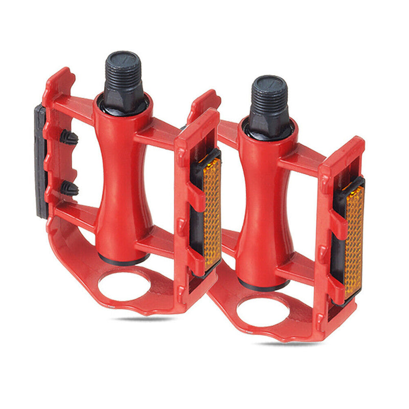 1 Pair Bearings Bicycle Pedals MTB Mountain Road Bike Flat Pedals (Red) Newly