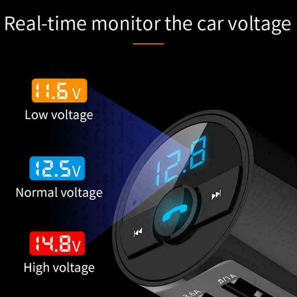 1*Wireless Bluetooth Car FM Transmitter Radio Player USB Y3I5 Charger Kit C6B4